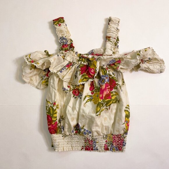 House Of Harlow 1960 Helena Ivory Floral Ruffle Top, Size Small - Picture 3 of 6